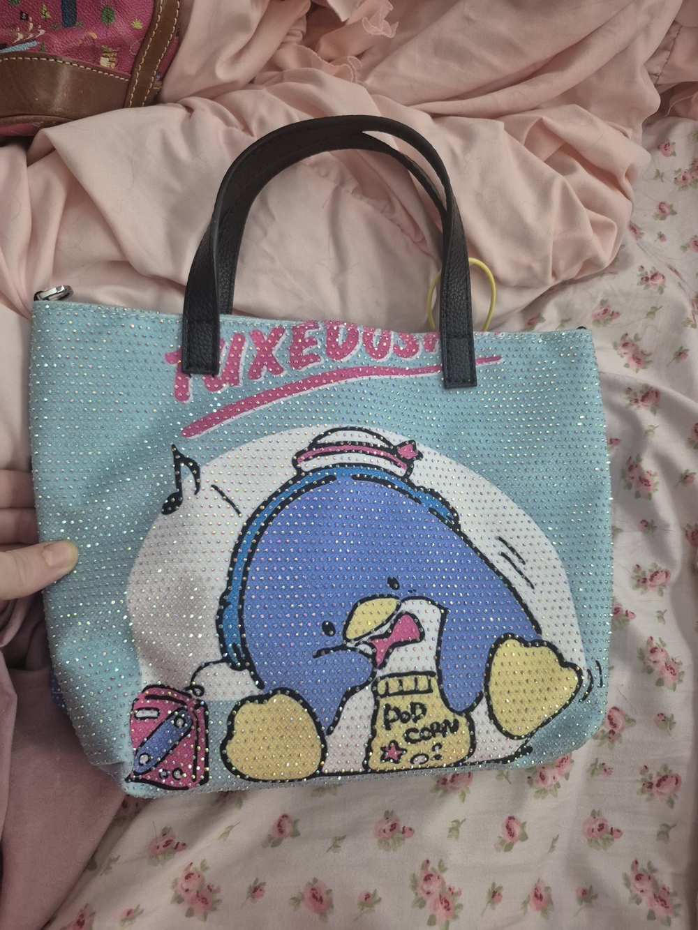 Sanrio Blue & Yellow TuxedoSam Crossbody Tote with Black Handles